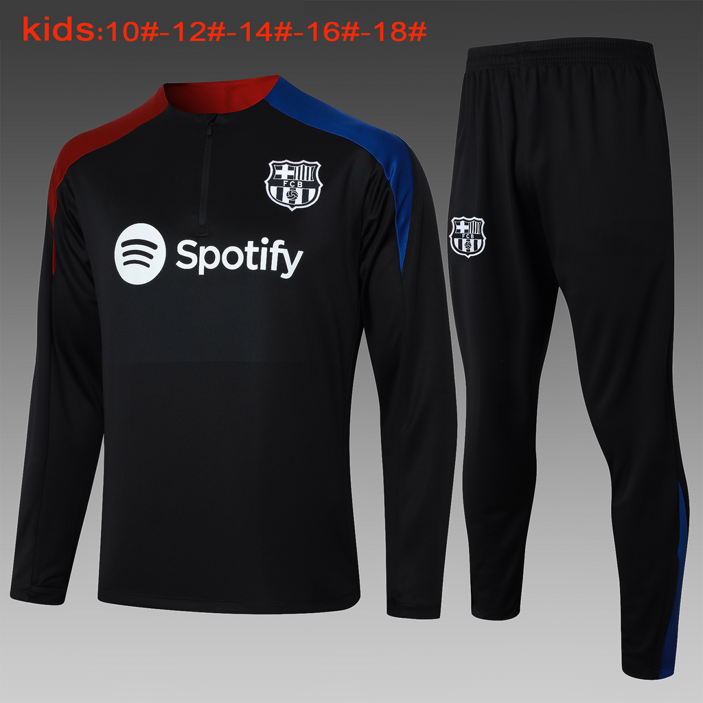 2024-25 Barcelona Black Training Suit Kids Size 10-18