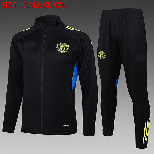 2025-26 Manchester United Black Adult long pull training suit S-2XL