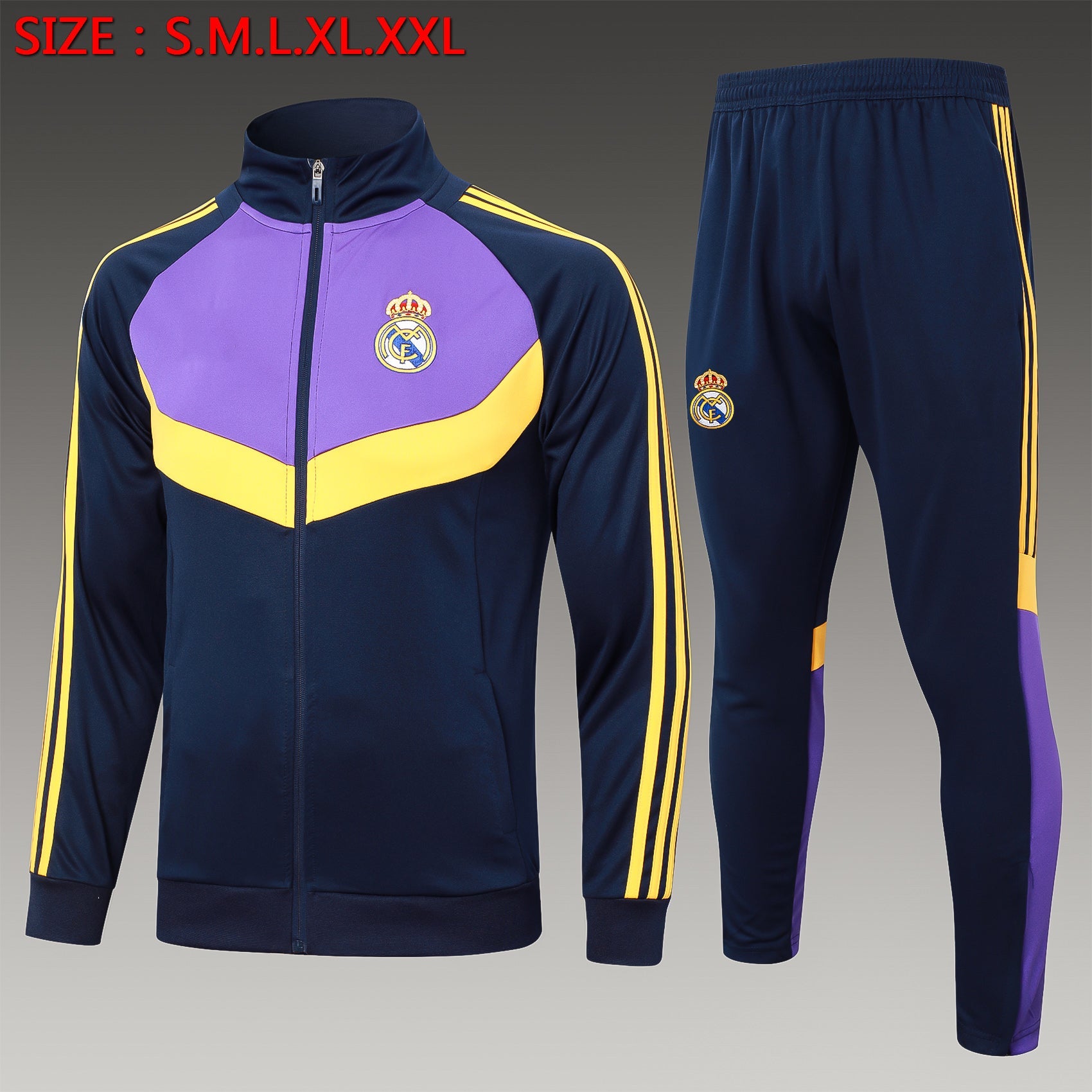 2024-25 Real Madrid Bule-Purple Training Suit Kit Long zipper S-2XL