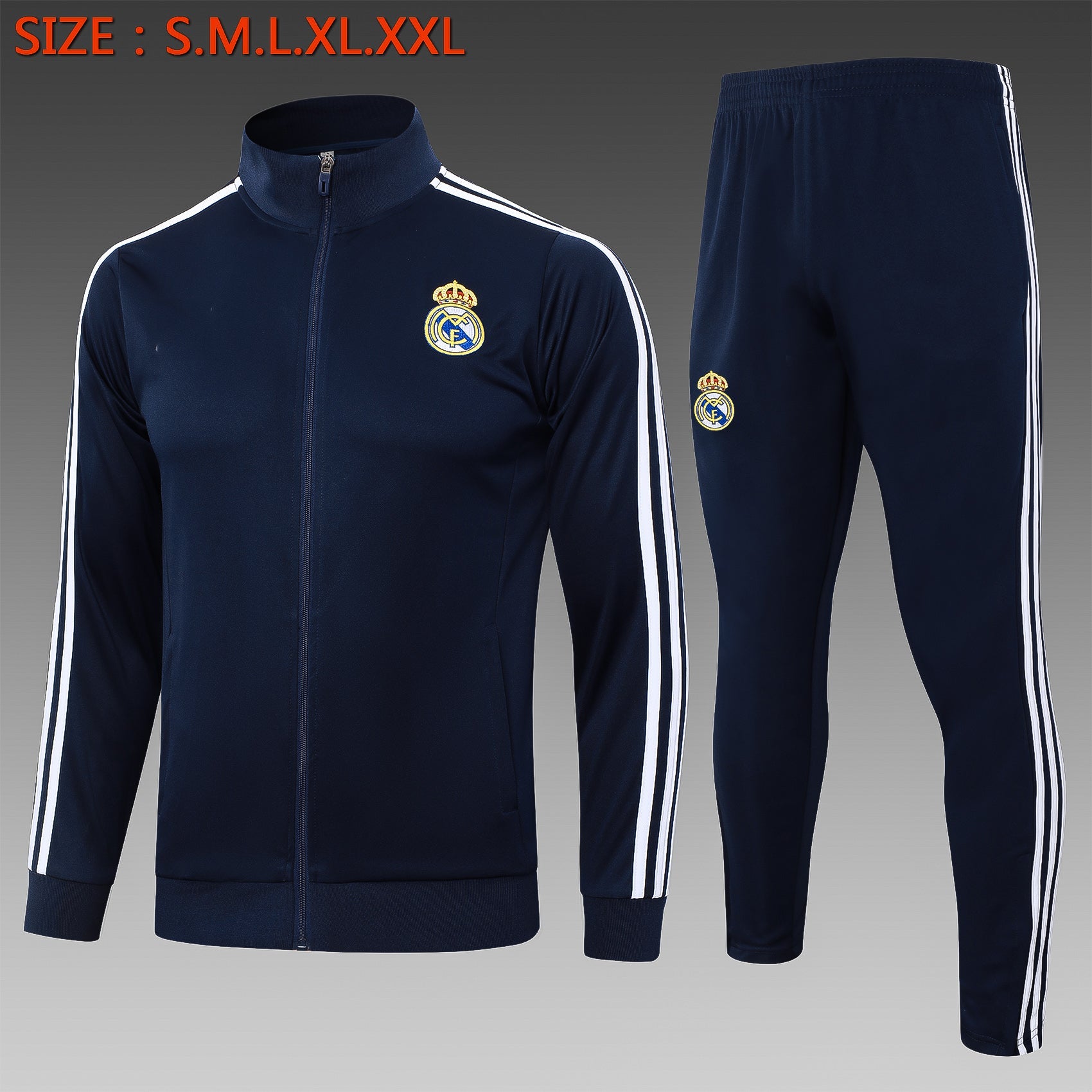 2024-25 Real Madrid Royal blue Training Suit Kit Long zipper S-2XL