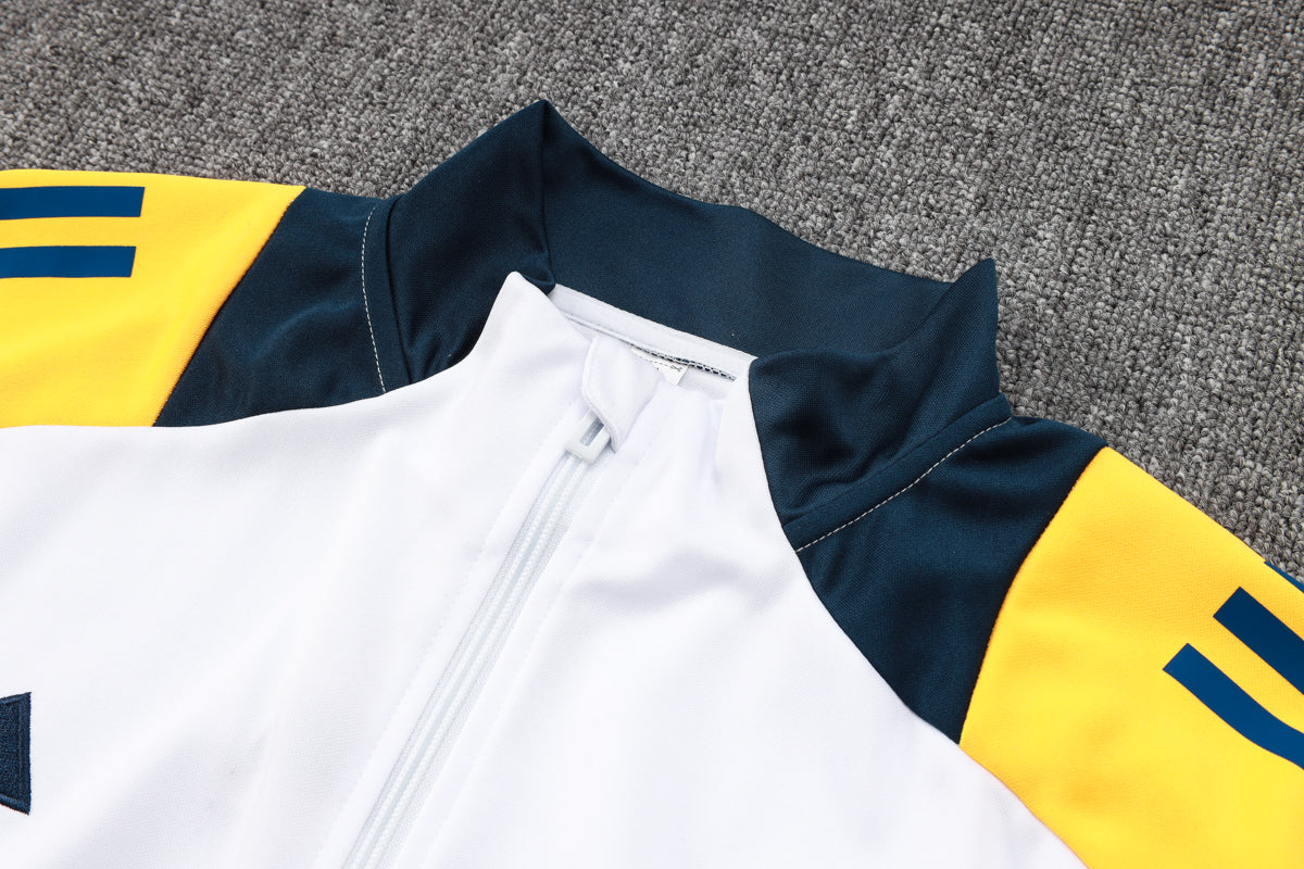 2024-25 Real Madrid White-Yellow Training Suit Kit Long zipper S-2XL