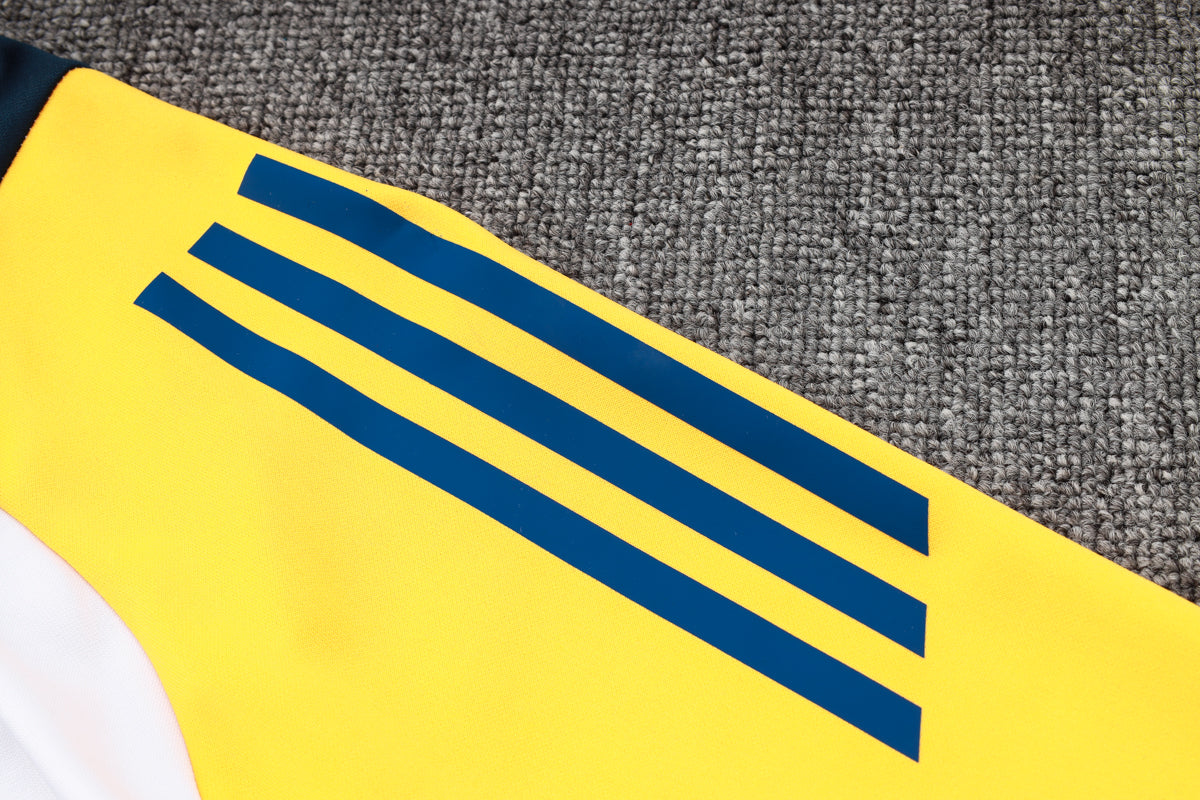 2024-25 Real Madrid White-Yellow Training Suit Kit Long zipper S-2XL