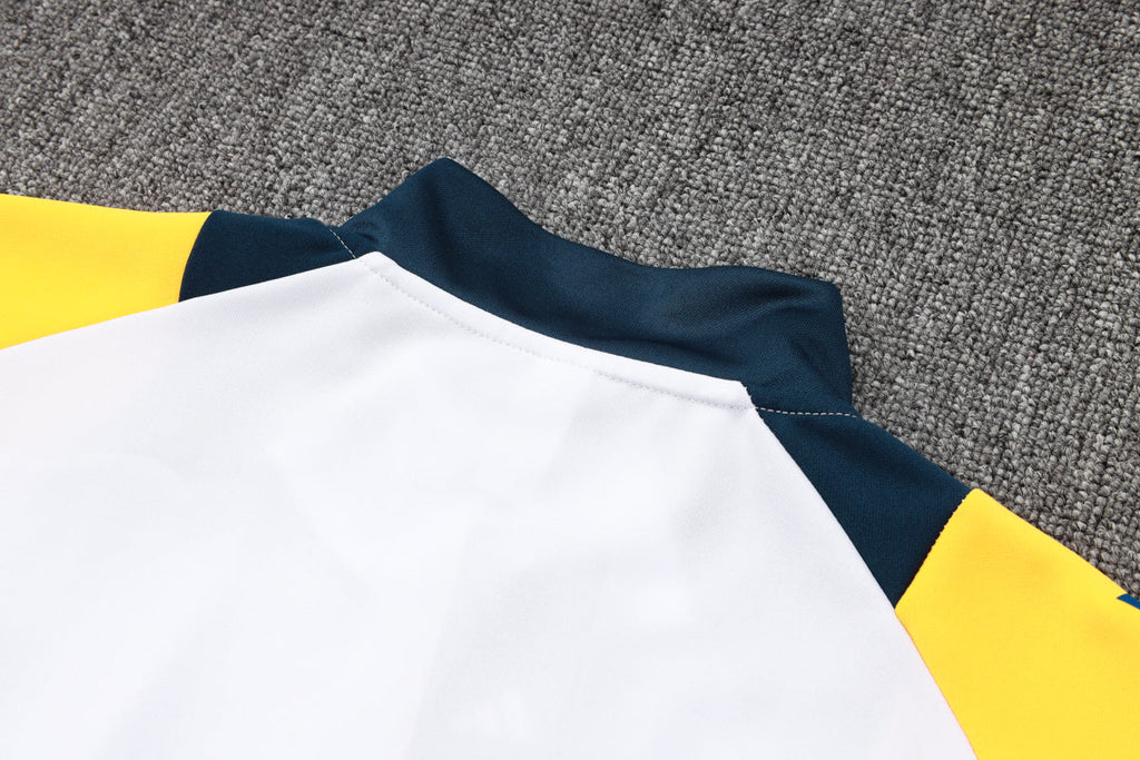 2024-25 Real Madrid White-Yellow Training Suit Kit Long zipper S-2XL