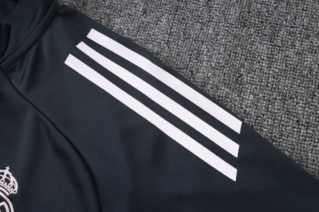 2025-26 Real Madrid Long zipper Dark gray (light pink text) training suit S-2XL