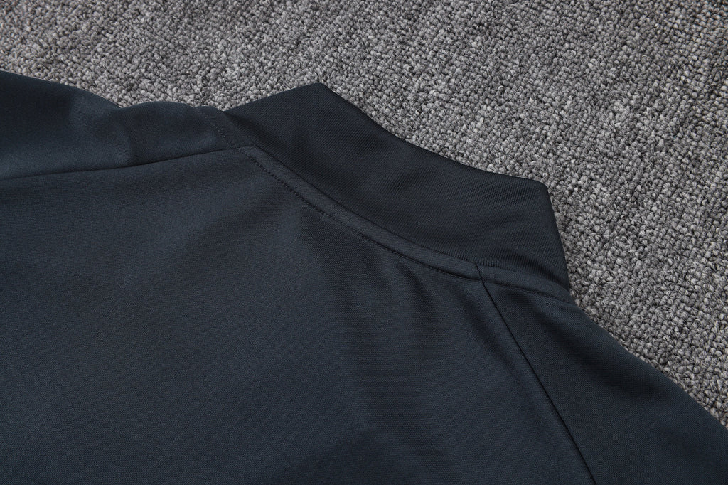 2025-26 Real Madrid Long zipper Dark gray (light pink text) training suit S-2XL