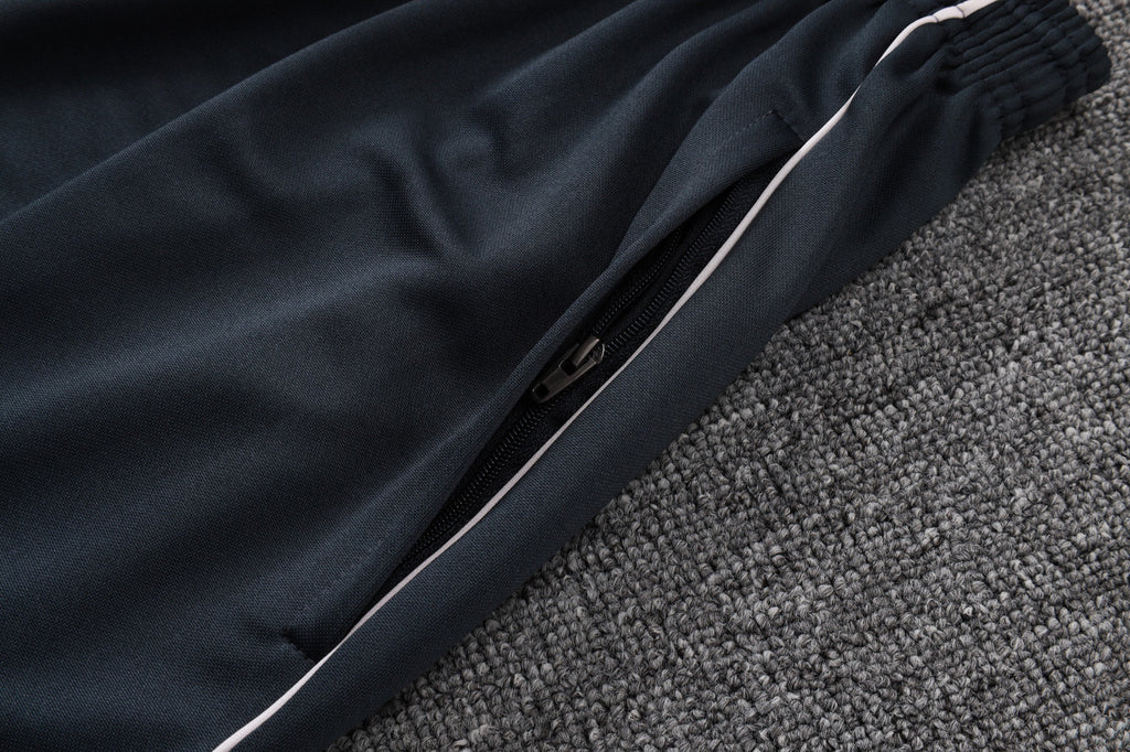 2025-26 Real Madrid Long zipper Dark gray (light pink text) training suit S-2XL