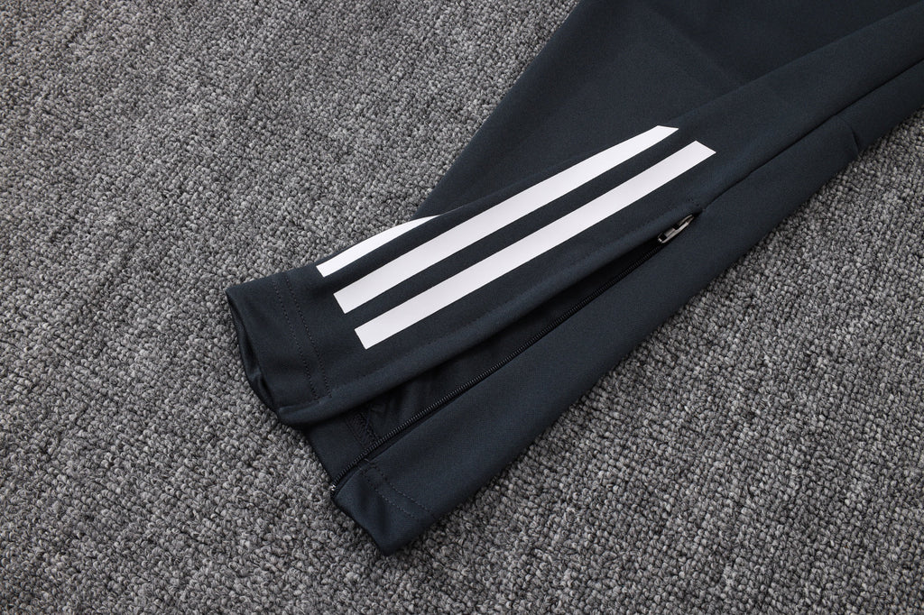 2025-26 Real Madrid Long zipper Dark gray (light pink text) training suit S-2XL