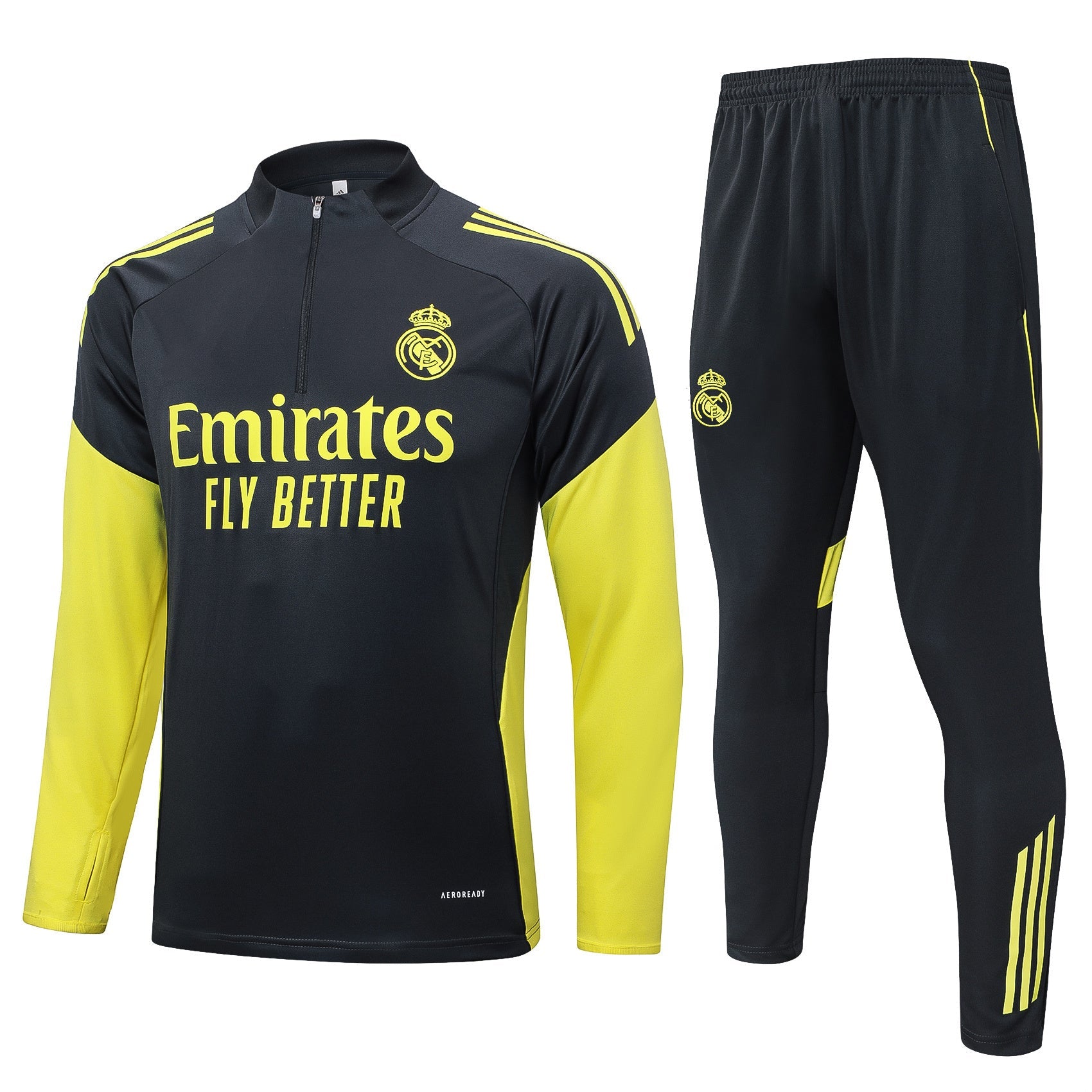 2025-26 Real Madrid Dark gray (yellow sleeves) Training Suit S-2XL
