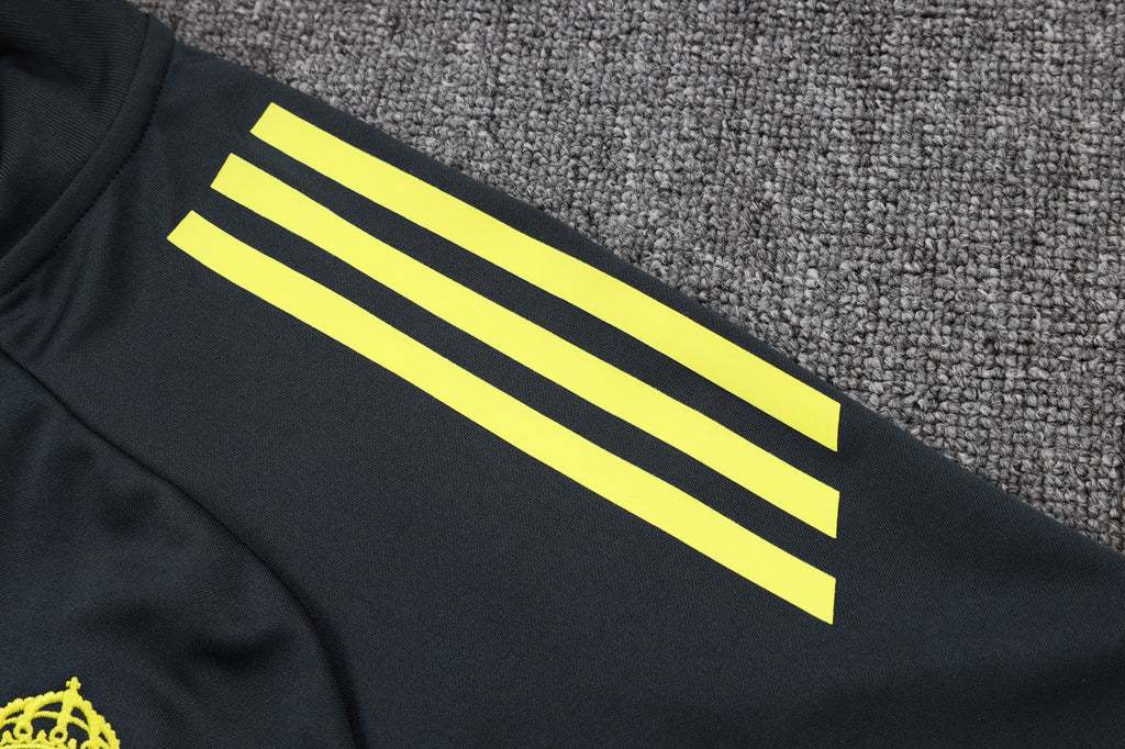 2025-26 Real Madrid Long zipper Dark gray (yellow sleeves) training suit S-2XL