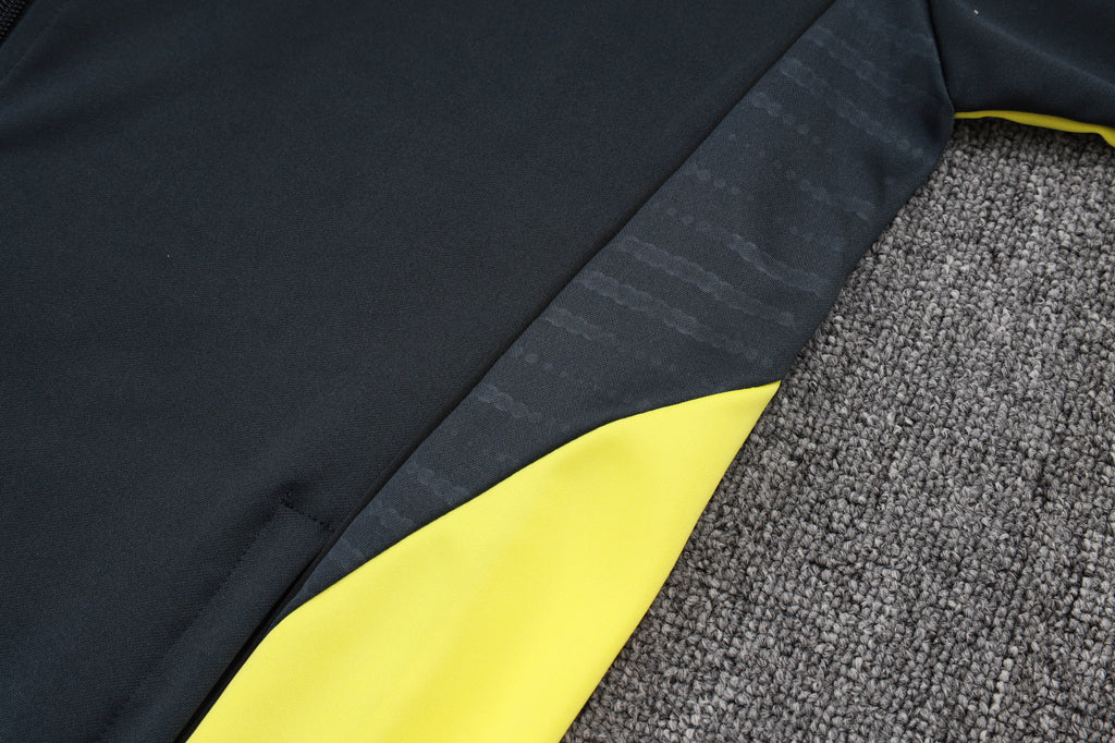 2025-26 Real Madrid Long zipper Dark gray (yellow sleeves) training suit S-2XL