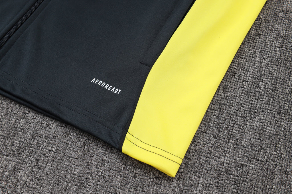 2025-26 Real Madrid Long zipper Dark gray (yellow sleeves) training suit S-2XL