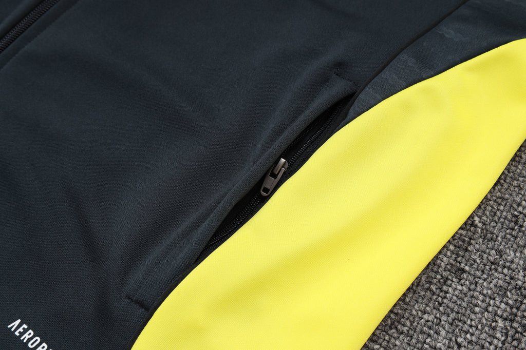 2025-26 Real Madrid Long zipper Dark gray (yellow sleeves) training suit S-2XL