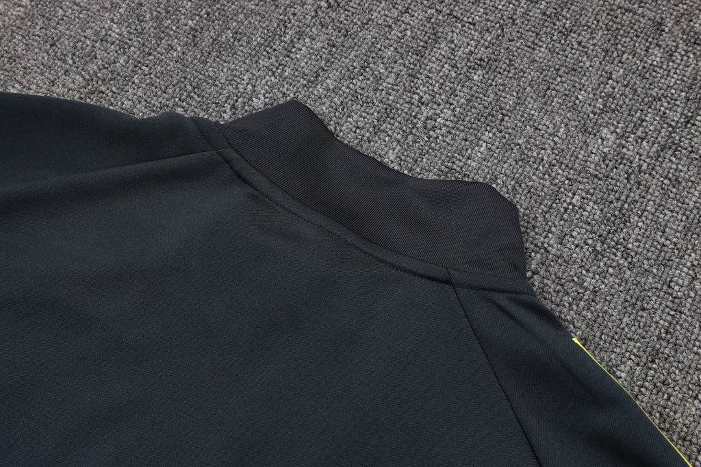 2025-26 Real Madrid Long zipper Dark gray (yellow sleeves) training suit S-2XL