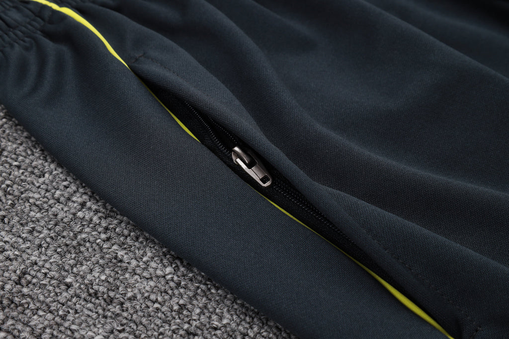 2025-26 Real Madrid Long zipper Dark gray (yellow sleeves) training suit S-2XL