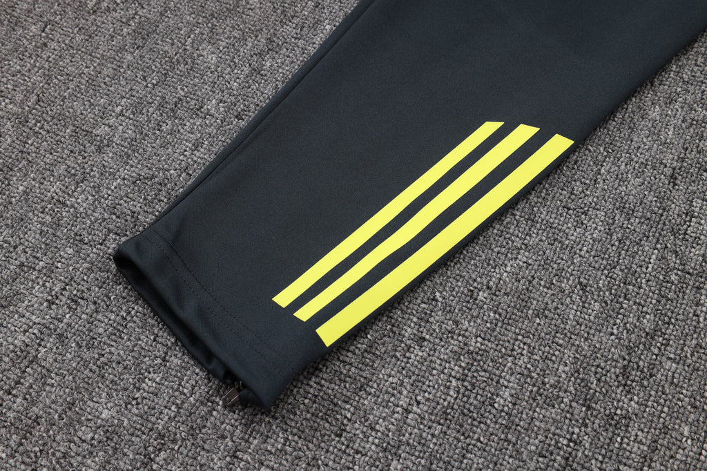 2025-26 Real Madrid Long zipper Dark gray (yellow sleeves) training suit S-2XL