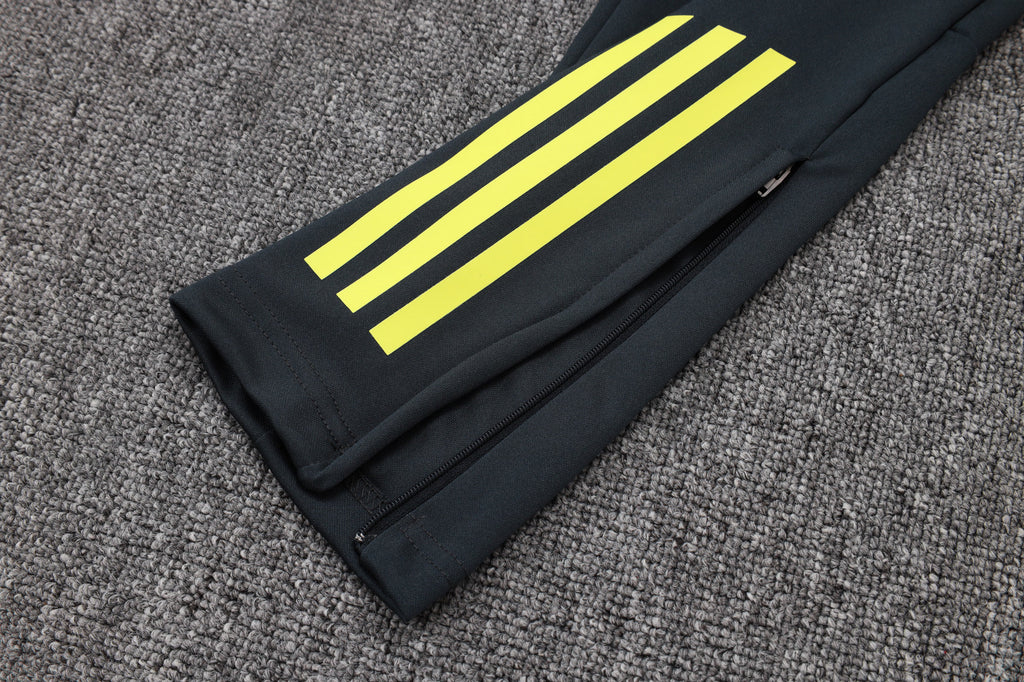 2025-26 Real Madrid Long zipper Dark gray (yellow sleeves) training suit S-2XL