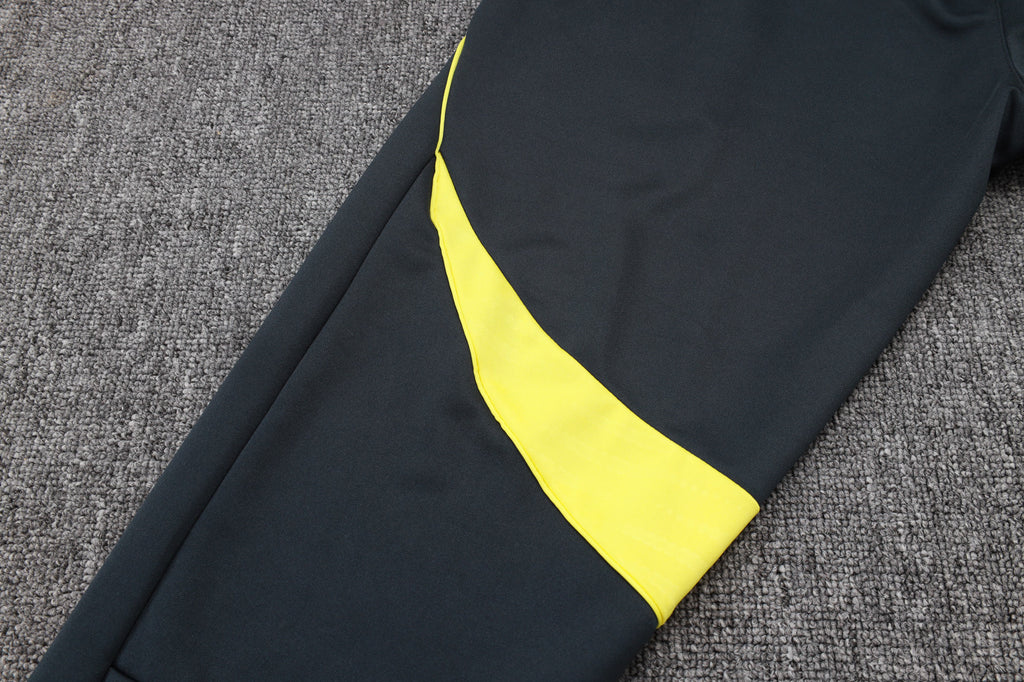 2025-26 Real Madrid Long zipper Dark gray (yellow sleeves) training suit S-2XL