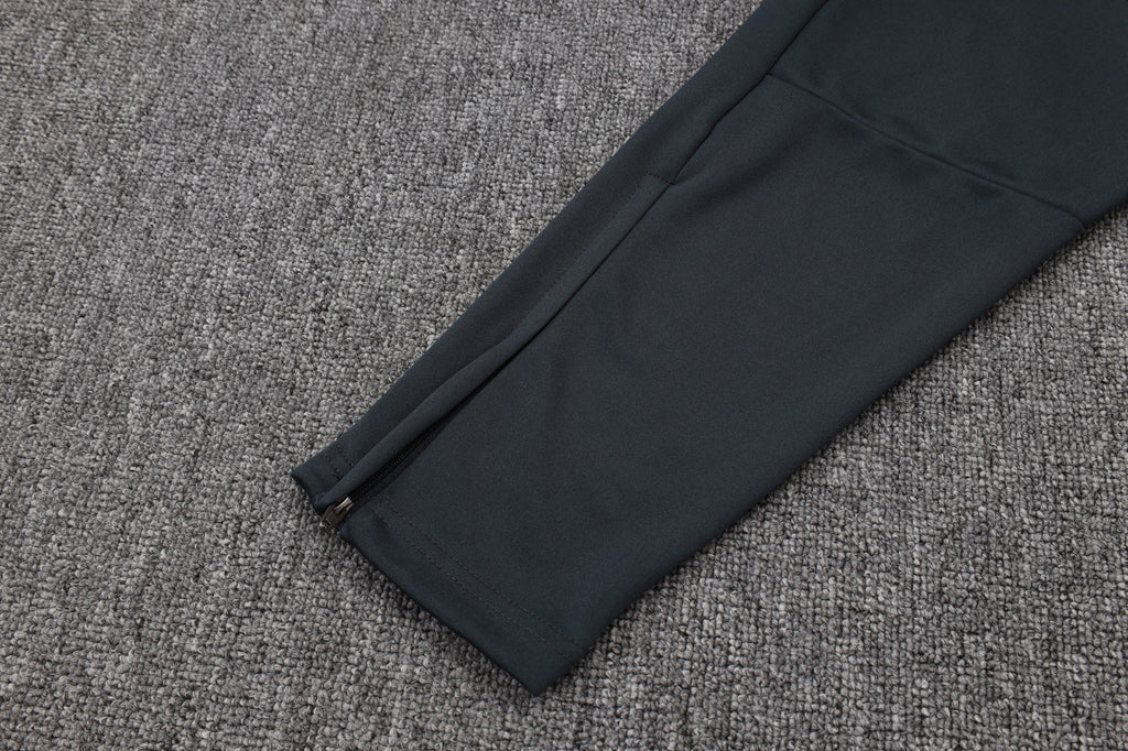 2025-26 Real Madrid Long zipper Dark gray (yellow sleeves) training suit S-2XL