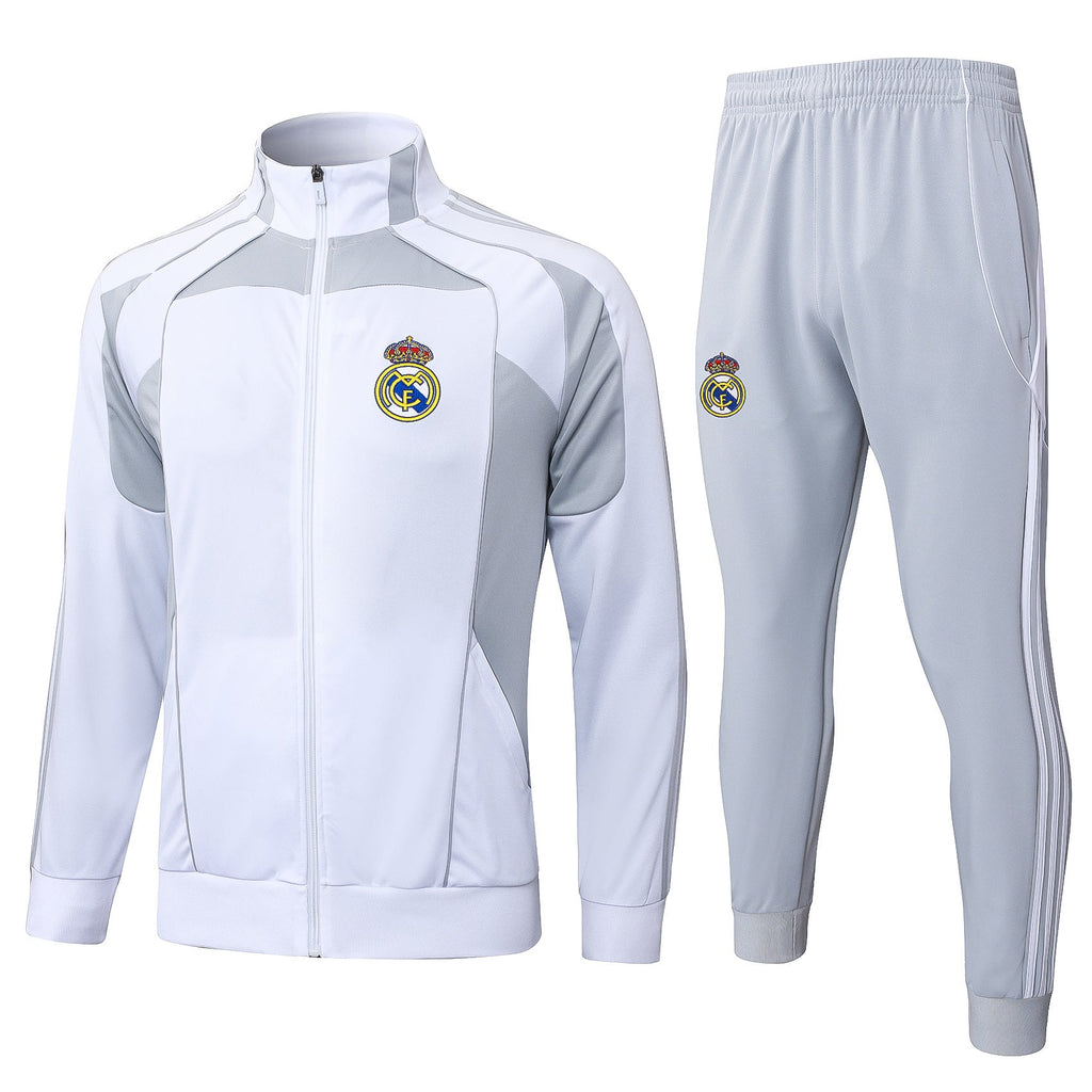 2025-26 Real Madrid Long zipper off-white gray training suit S-2XL