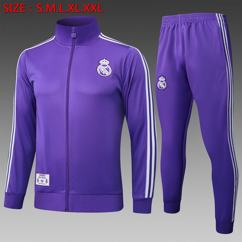 2025-26 Real Madrid Long zipper Purple Adult training suit S-2XL