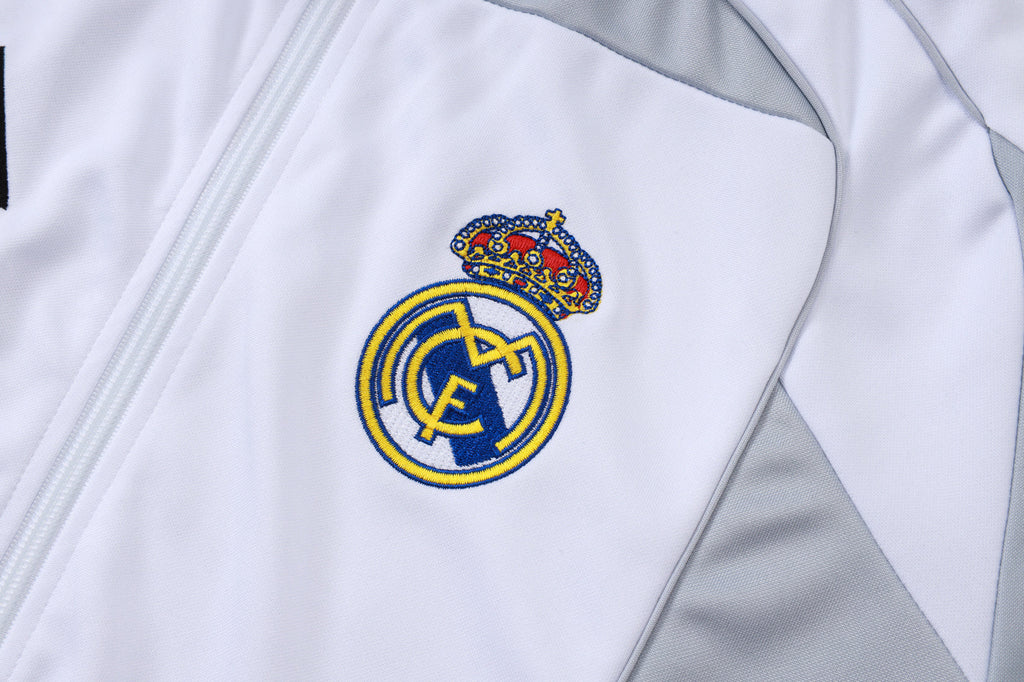 2025-26 Real Madrid Long zipper off-white gray training suit S-2XL