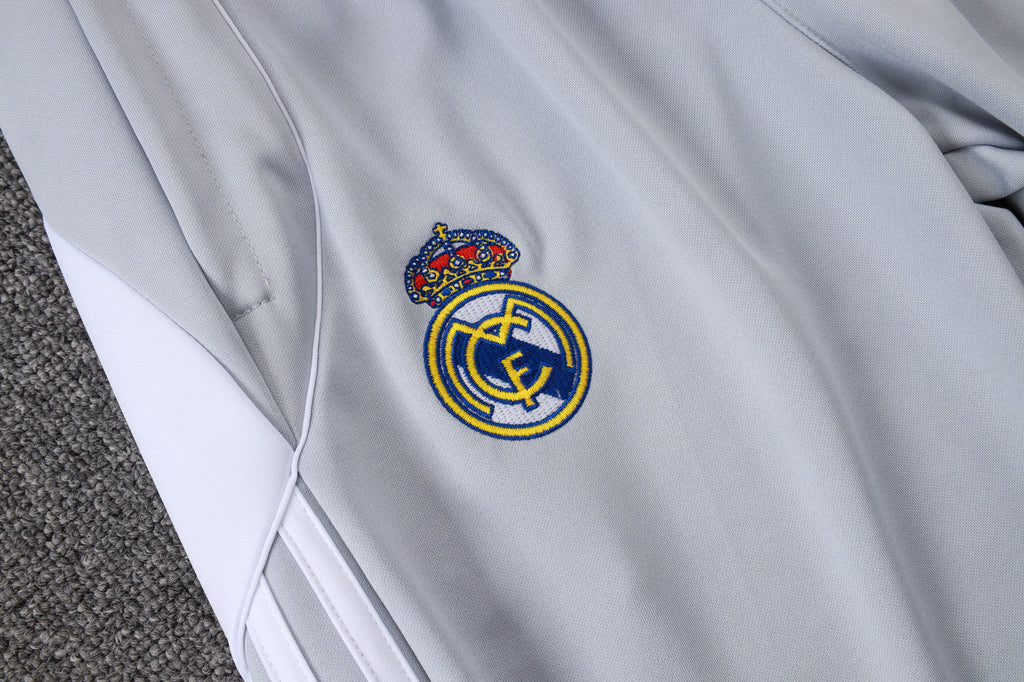 2025-26 Real Madrid Long zipper off-white gray training suit S-2XL