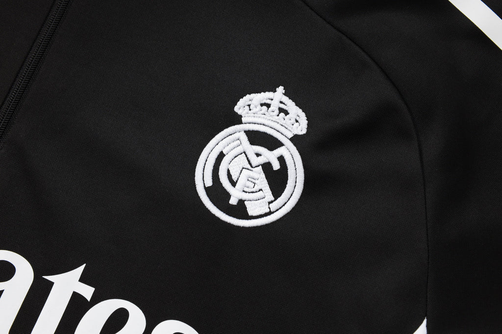 2025-26 Real Madrid Black training suit（White text)  Adults Or Children