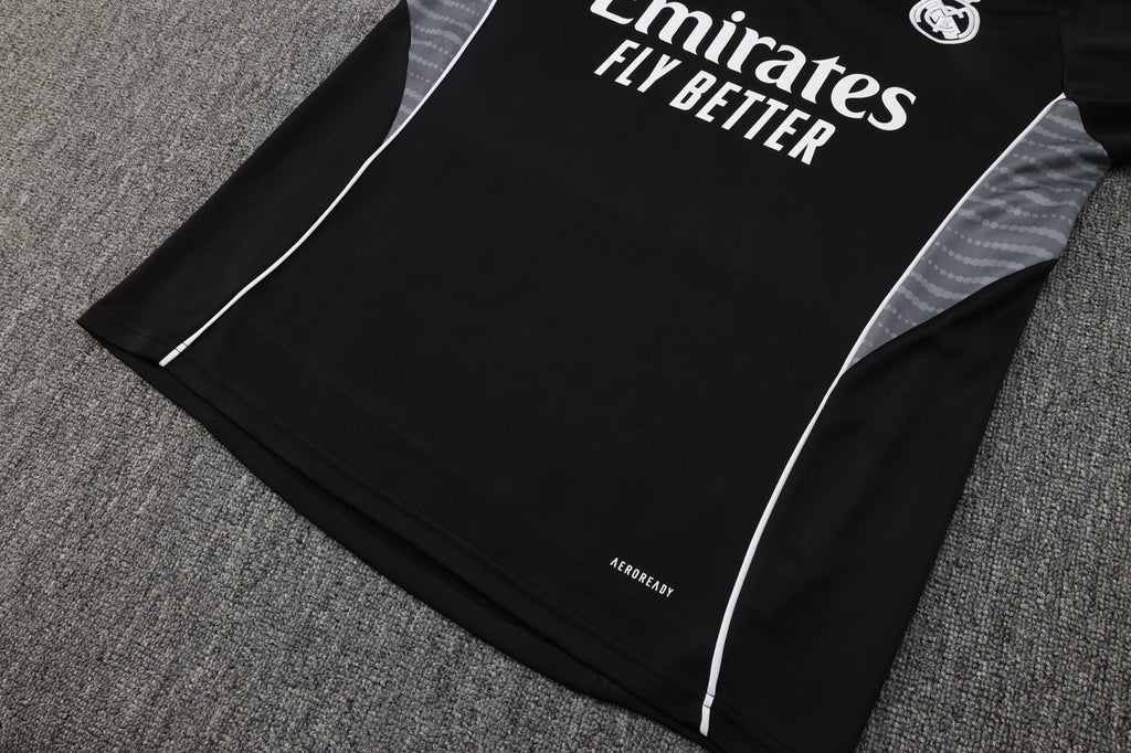 2025-26 Real Madrid Black training suit（White text)  Adults Or Children