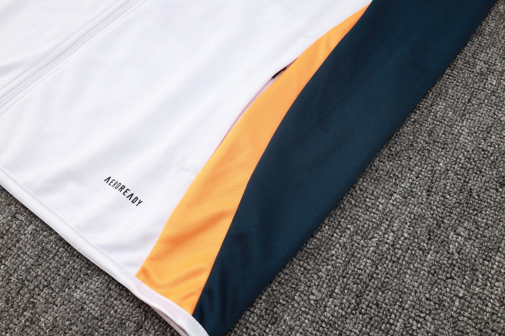 2024-25 Real Madrid White Training Suit Kit Long zipper S-2XL