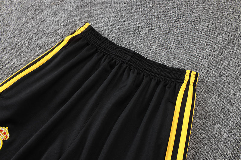 2025-26 Real Madrid Black-Yellow Adult long pull training suit S-2XL