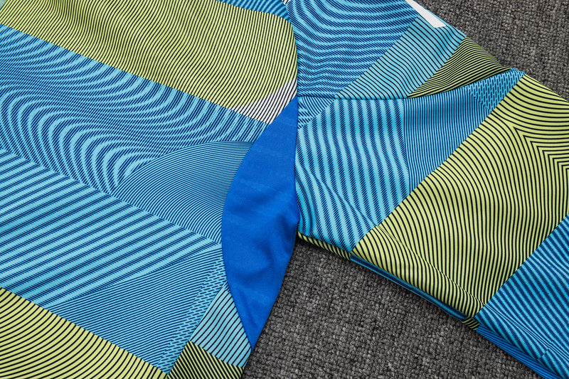 2025-26 Real Madrid Blue-Green-Gray Adult long pull training suit S-2XL