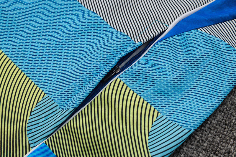 2025-26 Real Madrid Blue-Green-Gray Adult long pull training suit S-2XL