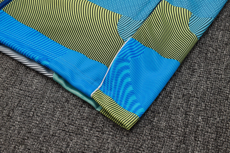 2025-26 Real Madrid Blue-Green-Gray Adult long pull training suit S-2XL