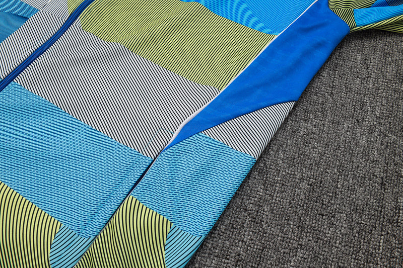 2025-26 Real Madrid Blue-Green-Gray Adult long pull training suit S-2XL