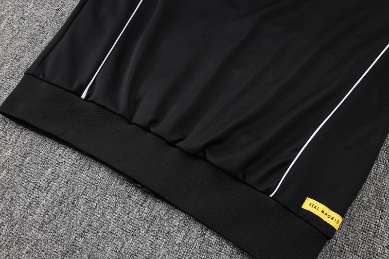 2025-26 Real Madrid Black-Yellow Adult long pull training suit S-2XL