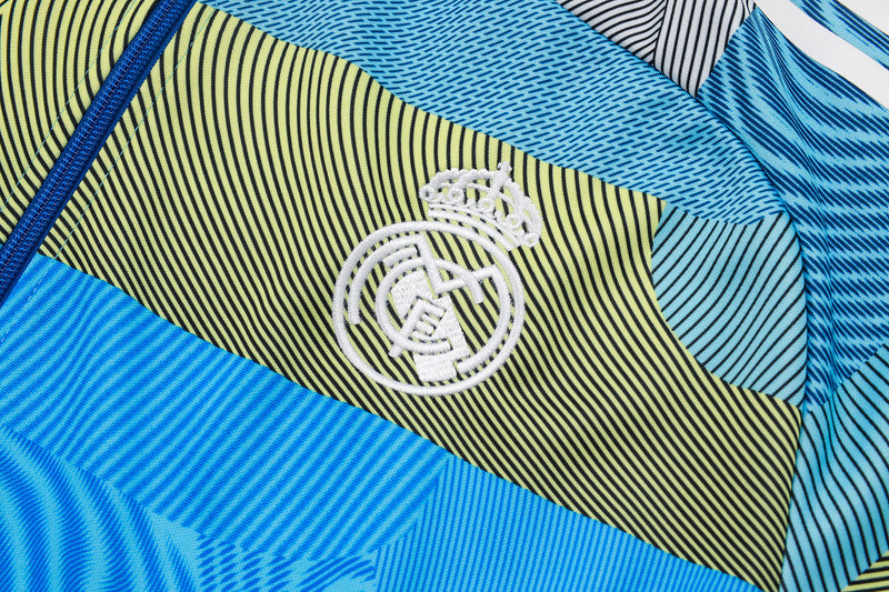 2025-26 Real Madrid Blue-Green-Gray Adult long pull training suit S-2XL