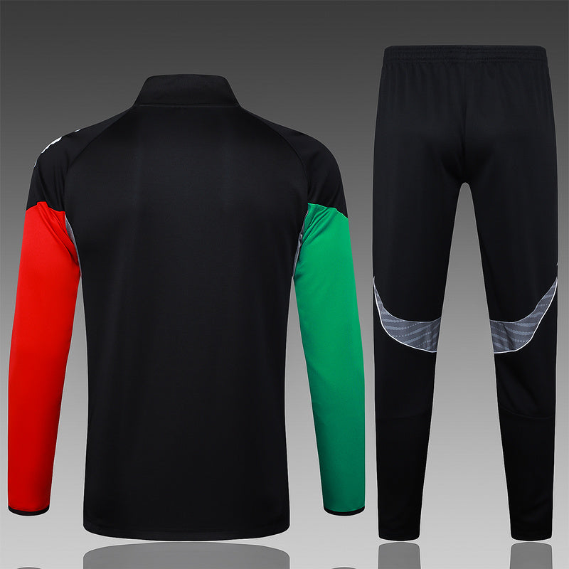 2025-26 Arsenal Black-Red-Green Adult long pull training suit S-2XL