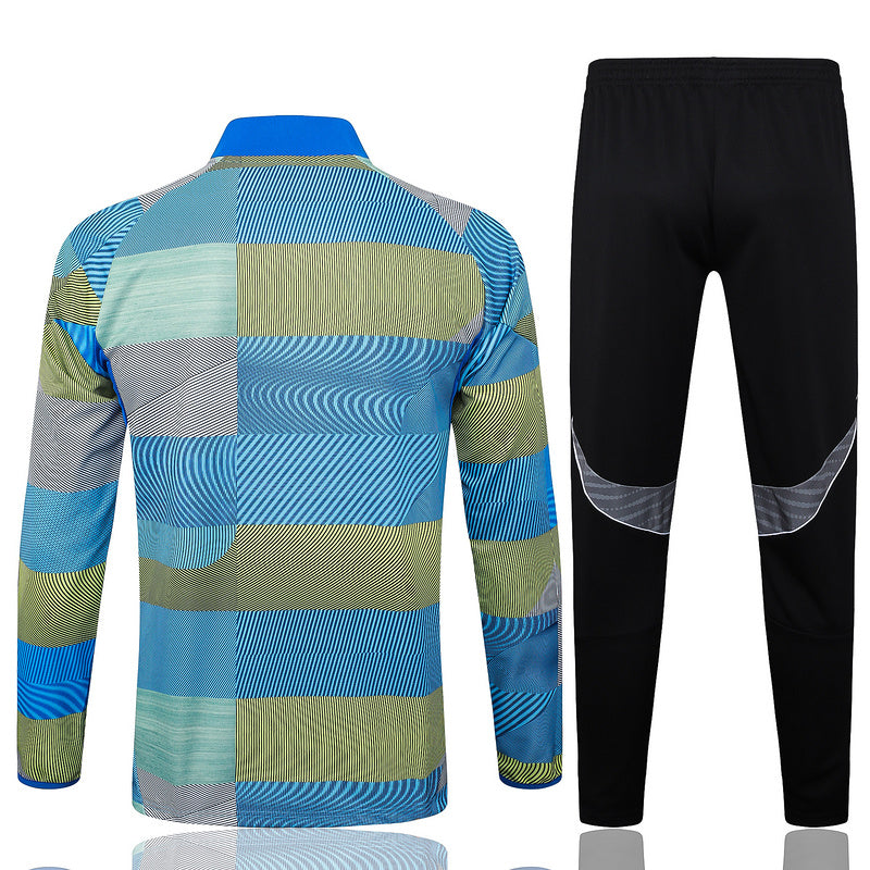 2025-26 Real Madrid Blue-Green-Gray Adult long pull training suit S-2XL