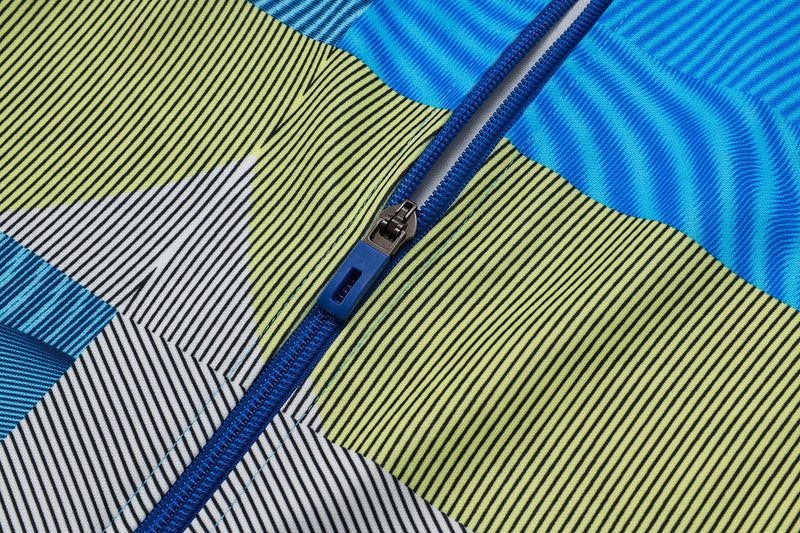 2025-26 Real Madrid Blue-Green-Gray Adult long pull training suit S-2XL