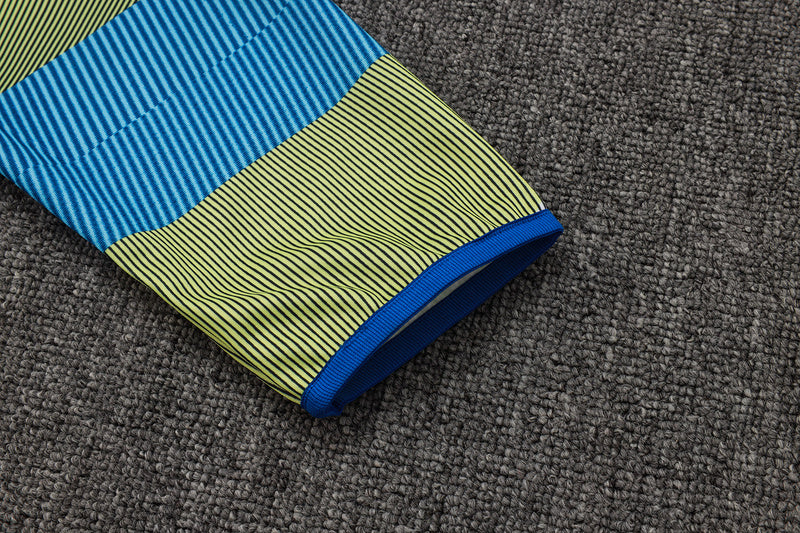 2025-26 Real Madrid Blue-Green-Gray Adult long pull training suit S-2XL