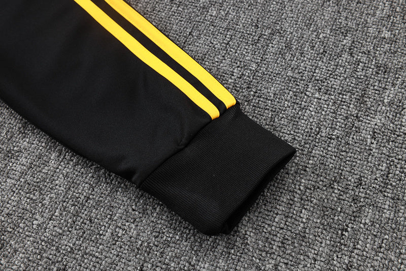 2025-26 Real Madrid Black-Yellow Adult long pull training suit S-2XL