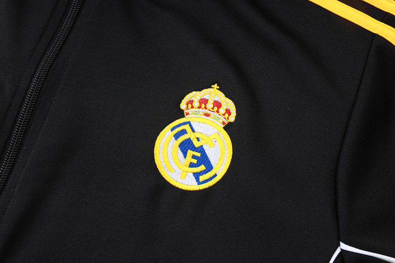 2025-26 Real Madrid Black-Yellow Adult long pull training suit S-2XL