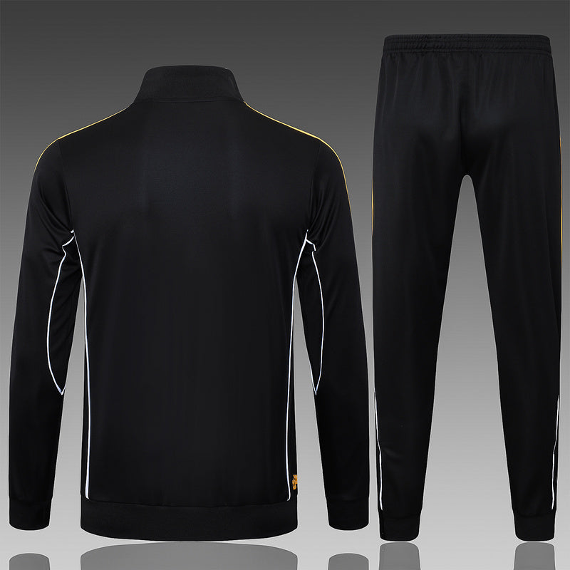 2025-26 Real Madrid Black-Yellow Adult long pull training suit S-2XL