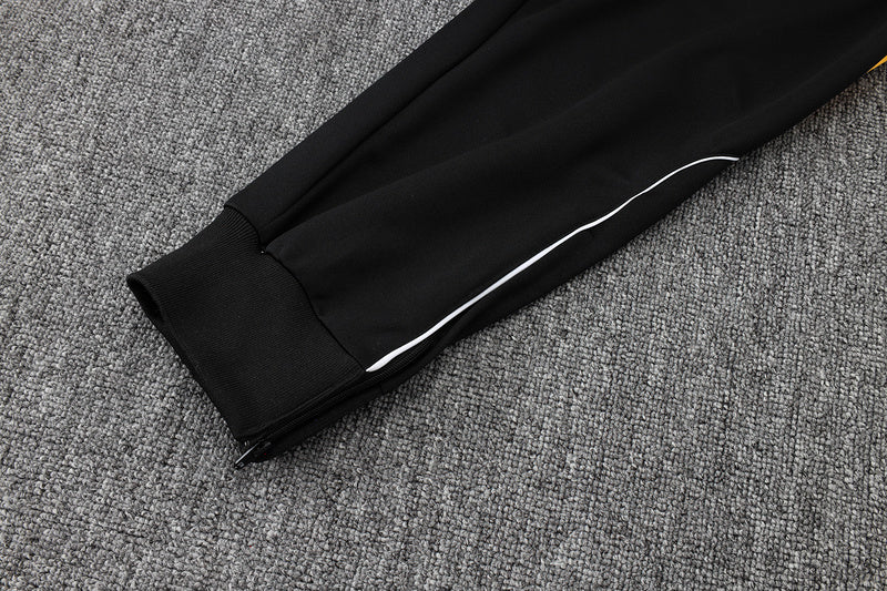 2025-26 Real Madrid Black-Yellow Adult long pull training suit S-2XL