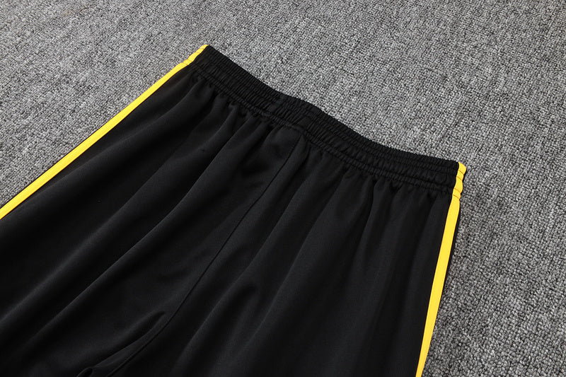 2025-26 Real Madrid Black-Yellow Adult long pull training suit S-2XL